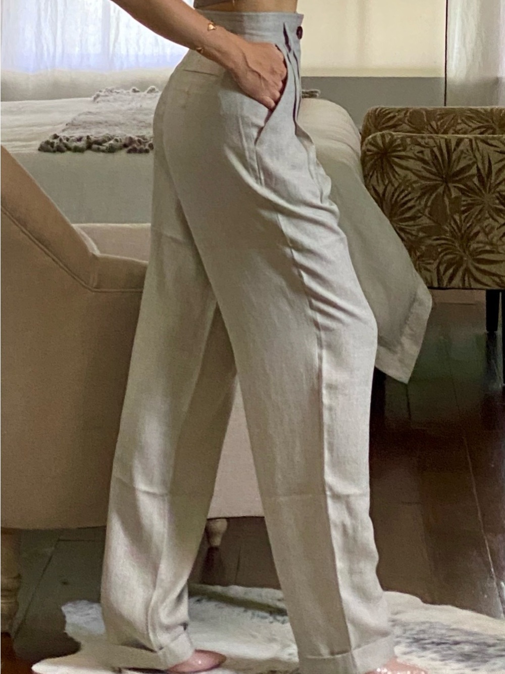 RONNY KOBO “GINEVRA” PLEATED TROUSER, SZ XS SAND NWT!